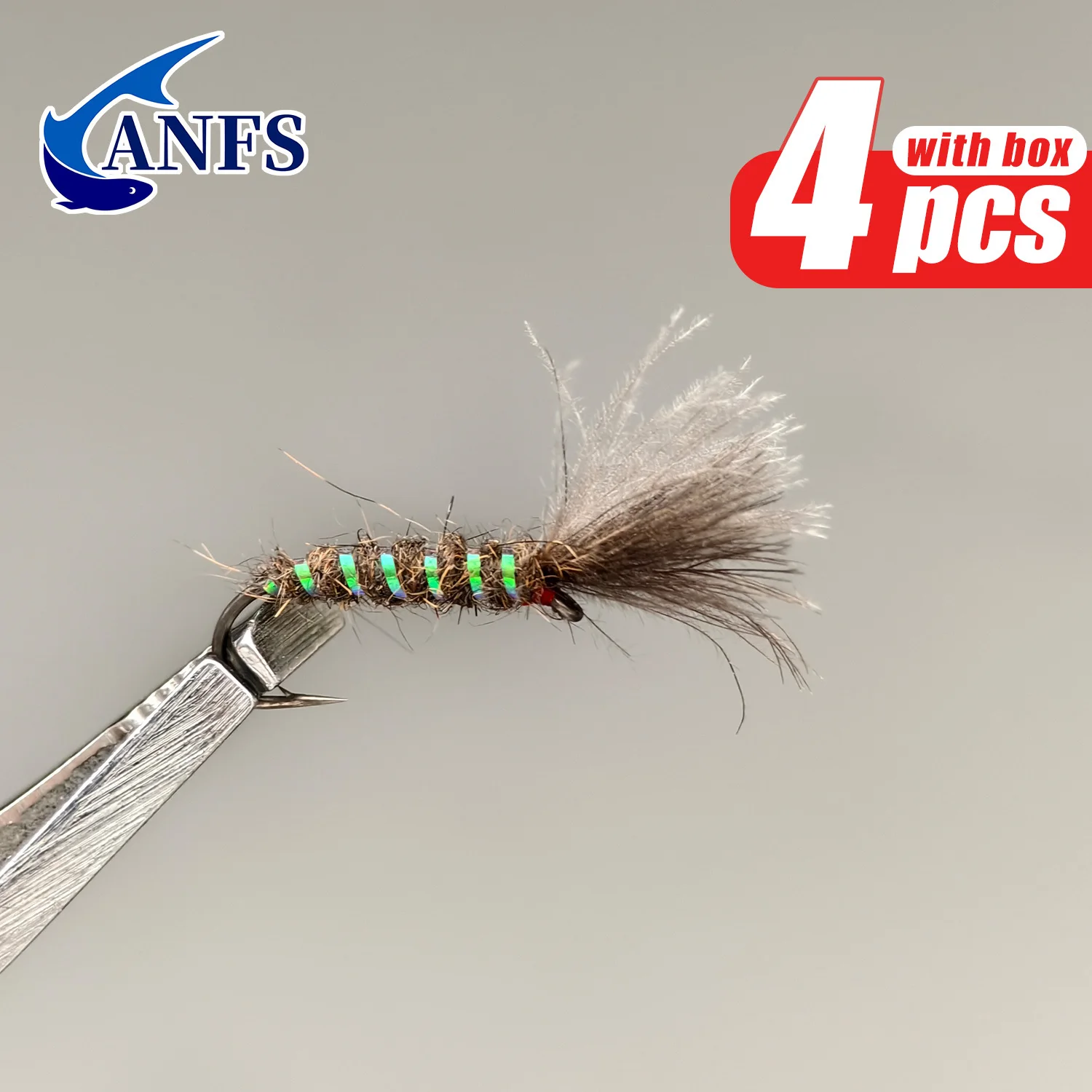 ANFS 4 Uds CDC Hares volante de oreja mosca de trucha con caja de mosca, moscas de trucha secas, regalo de pesca con mosca de trucha - imagen 5
