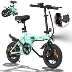 ESKUTE F100 bicicleta eléctrica plegable 25 km/h velocidad máxima 36V 9AH batería de litio bicicleta eléctrica para adultos neumático de 14 pulgadas Cty E-Bike