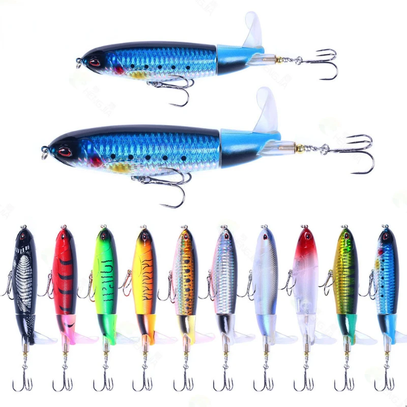 Topwater-señuelo de pesca Artificial Whopper Popper, 1 piezas, 11cm/13g, Plopper duro, cola giratoria suave, aparejos de pesca - imagen 3