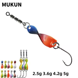 MUKUN-Señuelos de pesca de trucha retorcida, 1 unidad, 2,5g, 3,6g, 4,2g, 5G, cebos de Jigging, cuchara, plantilla de Metal, Spinner Artificial, cebos duros para trucha