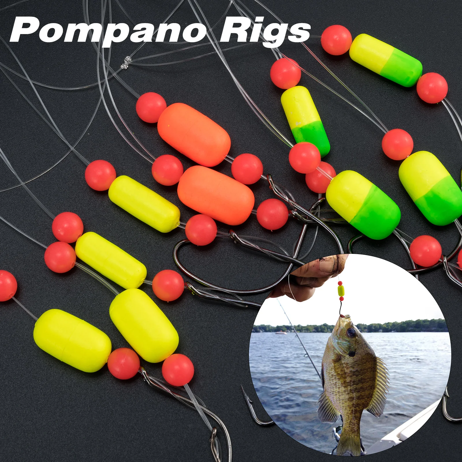 Aparejo de pesca de Surf con flotador, aparejos de Pompano, aparejo de cebo vivo, cuentas de pesca, gancho circular, giratorios, bloqueo Duo Snap para fundición de Surf, 5 uds. - imagen 4