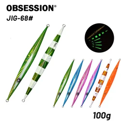 OBSESSION J68 señuelo de Jigging de Metal duro Artificial para pesca 100g 175mm plantillas de Metal luminosas de agua salada señuelos Jigbait de hundimiento rápido