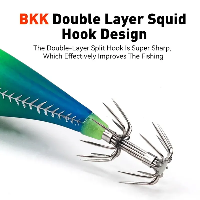 LEYDUN-plantilla de calamar Horizontal luminosa, anzuelo de madera para camarones y calamar, 14 unids/set, Señuelos de Pesca, sepia, camarones, cebos de agua salada - imagen 5