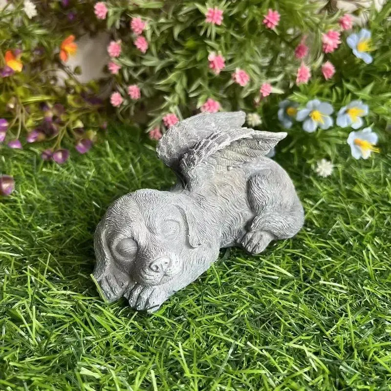 Estatua de piedra conmemorativa de perro y gato, escultura de lápida de cachorro de resina, adornos, decoración de jardín, piedra conmemorativa para mascotas - imagen 4