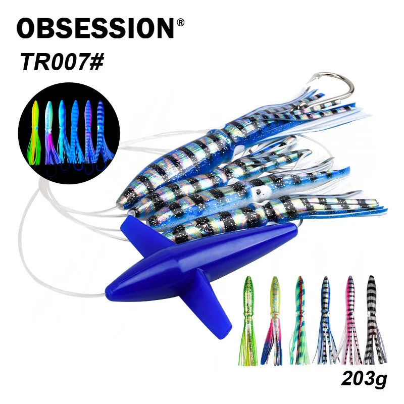 Obsession TR007 Señuelo Calamar – Falda Silicona Luminosa para Atún