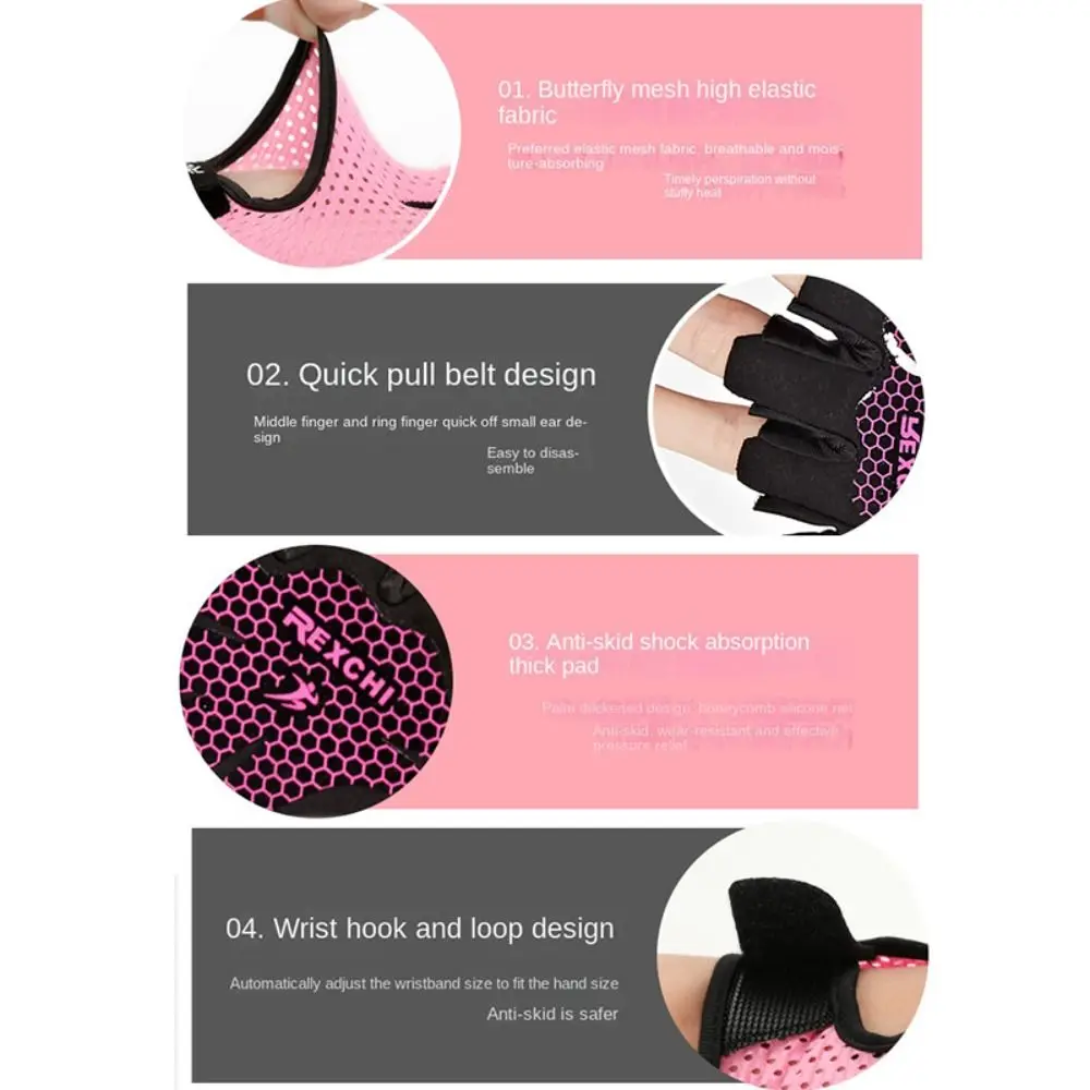 Guantes de medio dedo de silicona de verano, guantes de Yoga antideslizantes a prueba de sudor, guantes transpirables para deportes de Fitness y gimnasio, mujeres y hombres - imagen 5