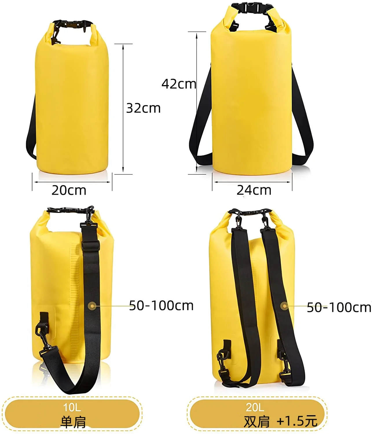 Paquete impermeable de playa Mochila al aire libre Rafting Montañismo Paquete de cubo de PVC Mochila de 10L - imagen 3
