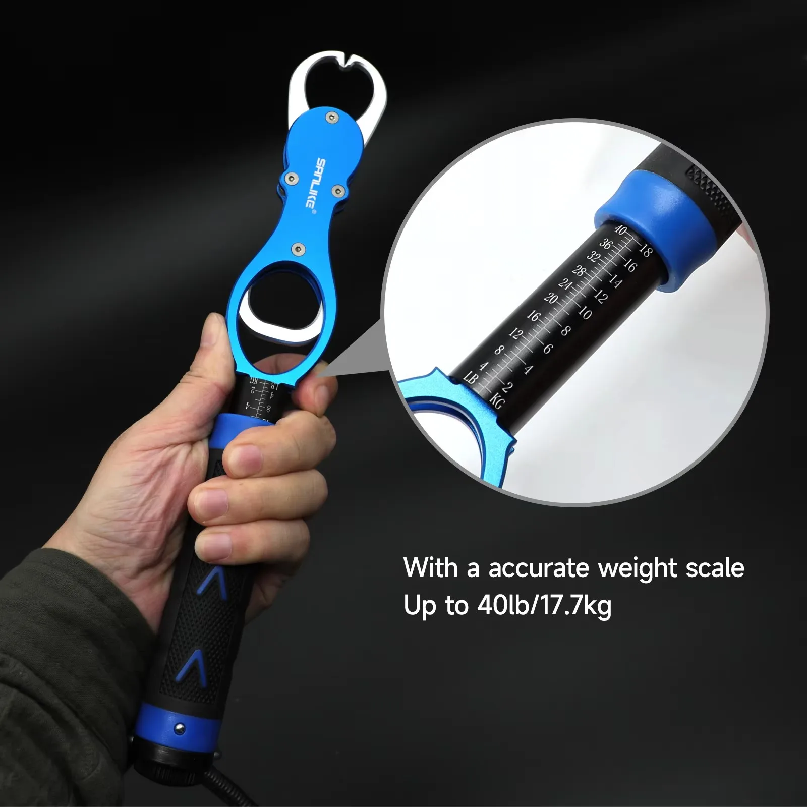 SANLIKE Fish Lip Grip Clip de pesca multifuncional 360 °   Cordón con mango de goma giratorio con herramientas de pesca con báscula - imagen 4