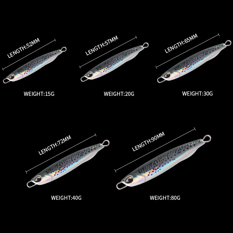 Señuelos de pesca con plantilla de Metal, trabajo mágico, 15g, 20g, 30g, 40g, 80g, plantilla de Metal, señuelo de pesca, fundición, cebo Artificial de agua salada, aparejos de pesca - imagen 3