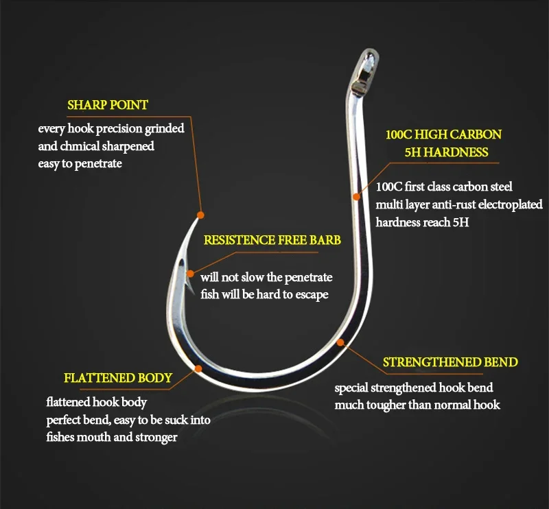 50 unids/lote de anzuelos de pesca de pulpo, afilador químico de alto carbono, anzuelo individual con púas, proveedor al por mayor, anzuelos para pesca de carpa - imagen 4