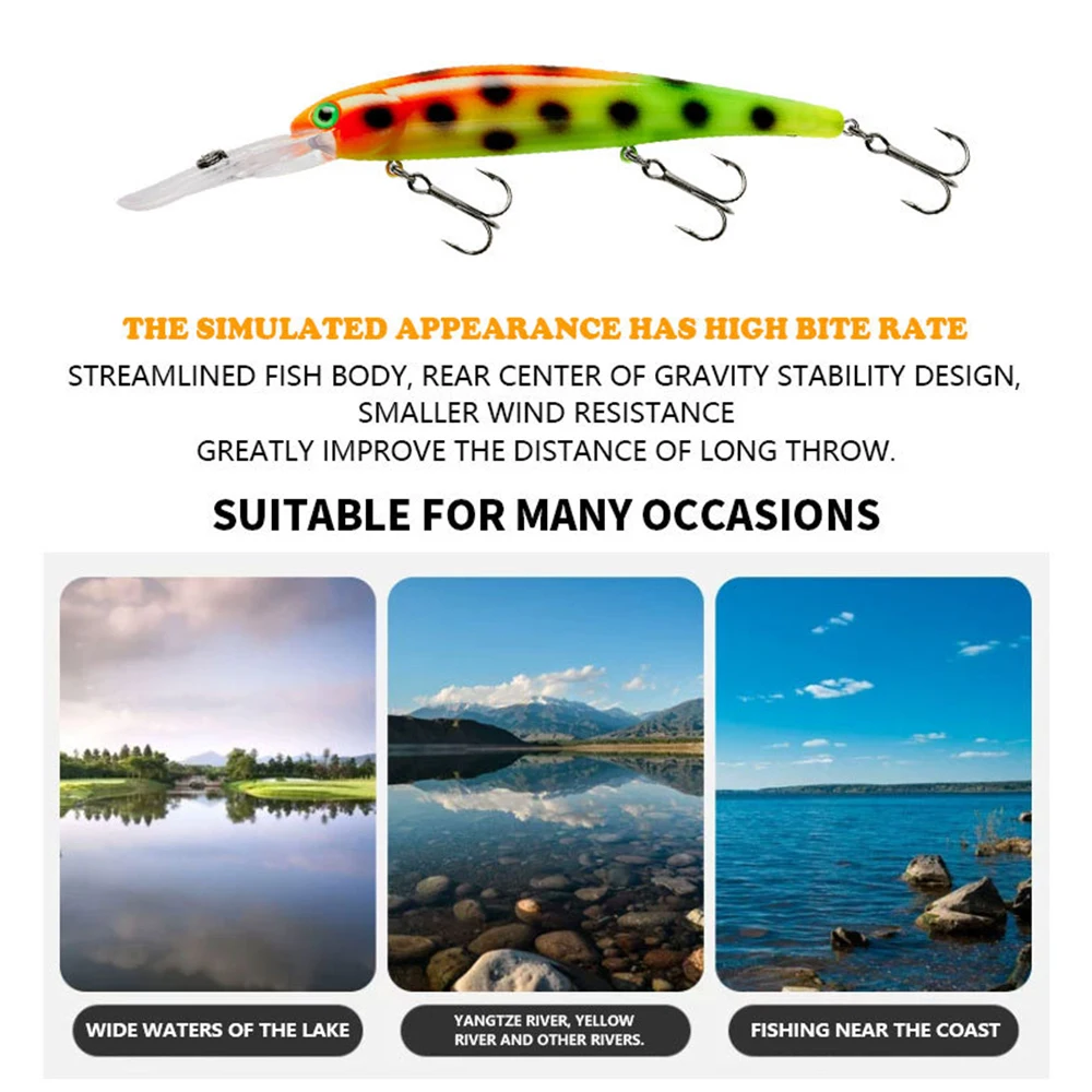 Señuelos de pesca flotantes de 12cm y 20g, cebo duro Artificial para buceo profundo, accesorios de pesca de agua de mar para Lucio, lubina, MN619 - imagen 5