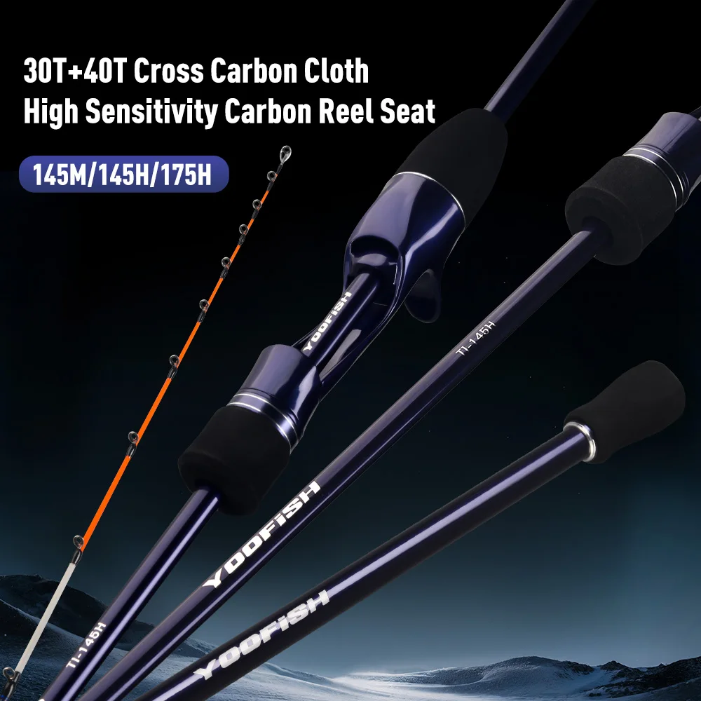 Cañas de pescar YOOFISH de carbono 1,45 m 1,75 m 2 secciones pulpo punta de Tianium sepia caña de pescar calamar barco cañas de pescar - imagen 3