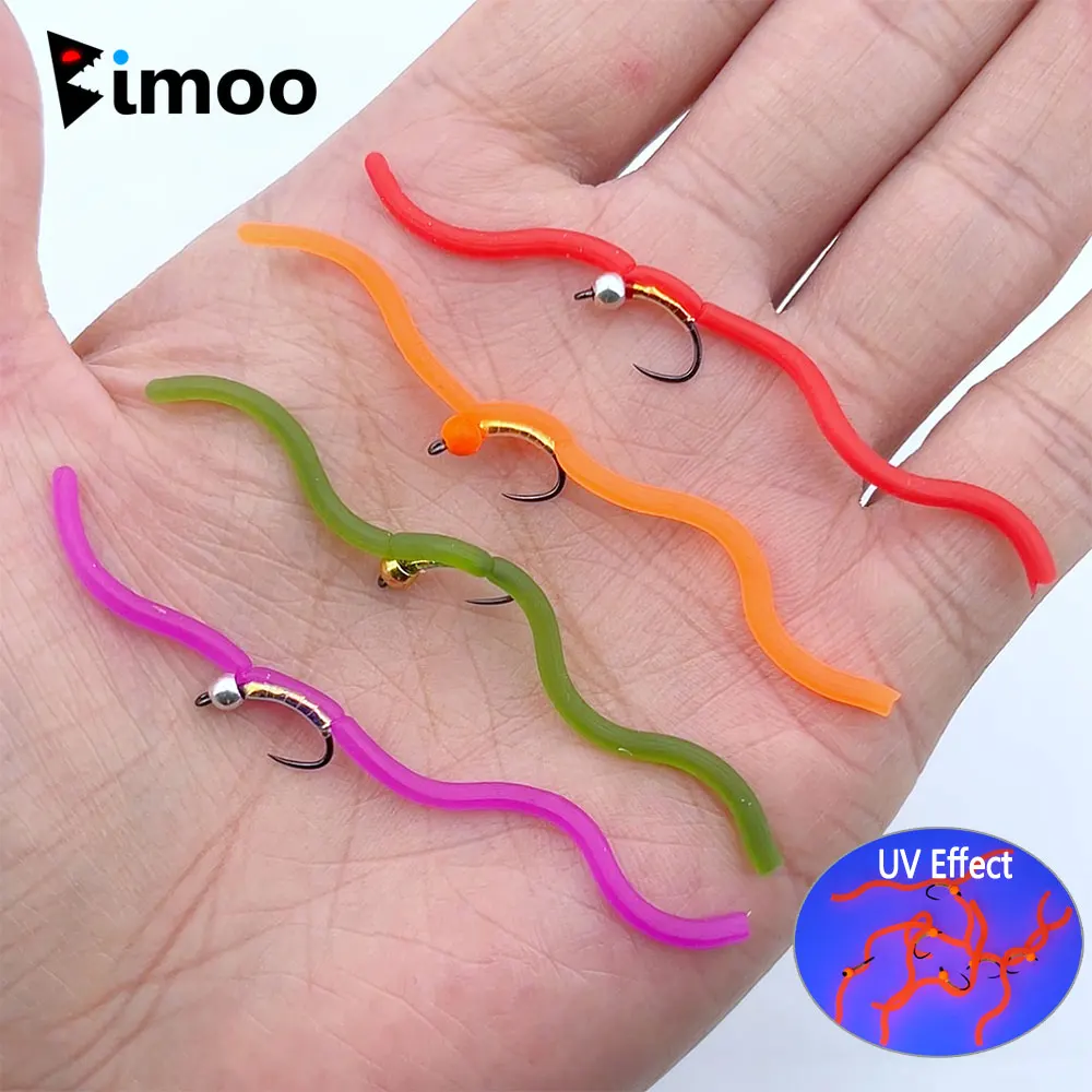 Bimoo Squirmy Worm #14 – Cabeza de latón sin muerte para trucha