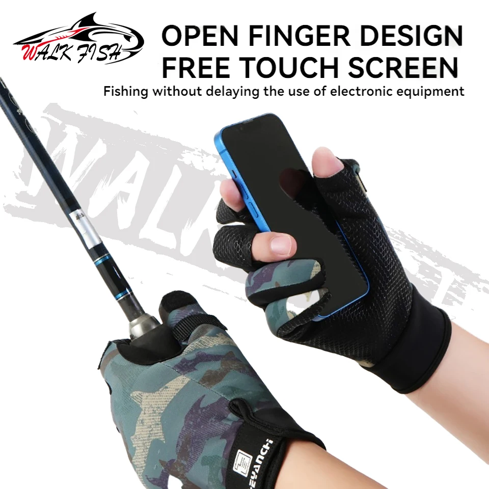 Guantes de pesca WALK FISH para deportes al aire libre en otoño e invierno, pantalla táctil, antideslizantes, de silicona, gruesos, cálidos, resistentes al desgaste - imagen 5