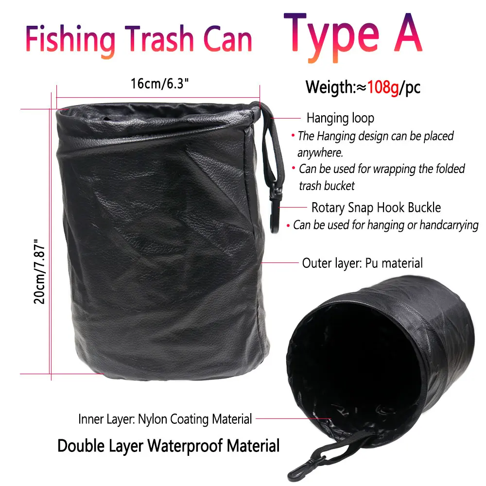 Bimoo-Mini cubo de basura de pesca, cesta de residuos impermeable, herramientas de atado de moscas, bandeja de basura para acampar, Cubo de almacenamiento, aparejos de pesca, 1PC - imagen 2