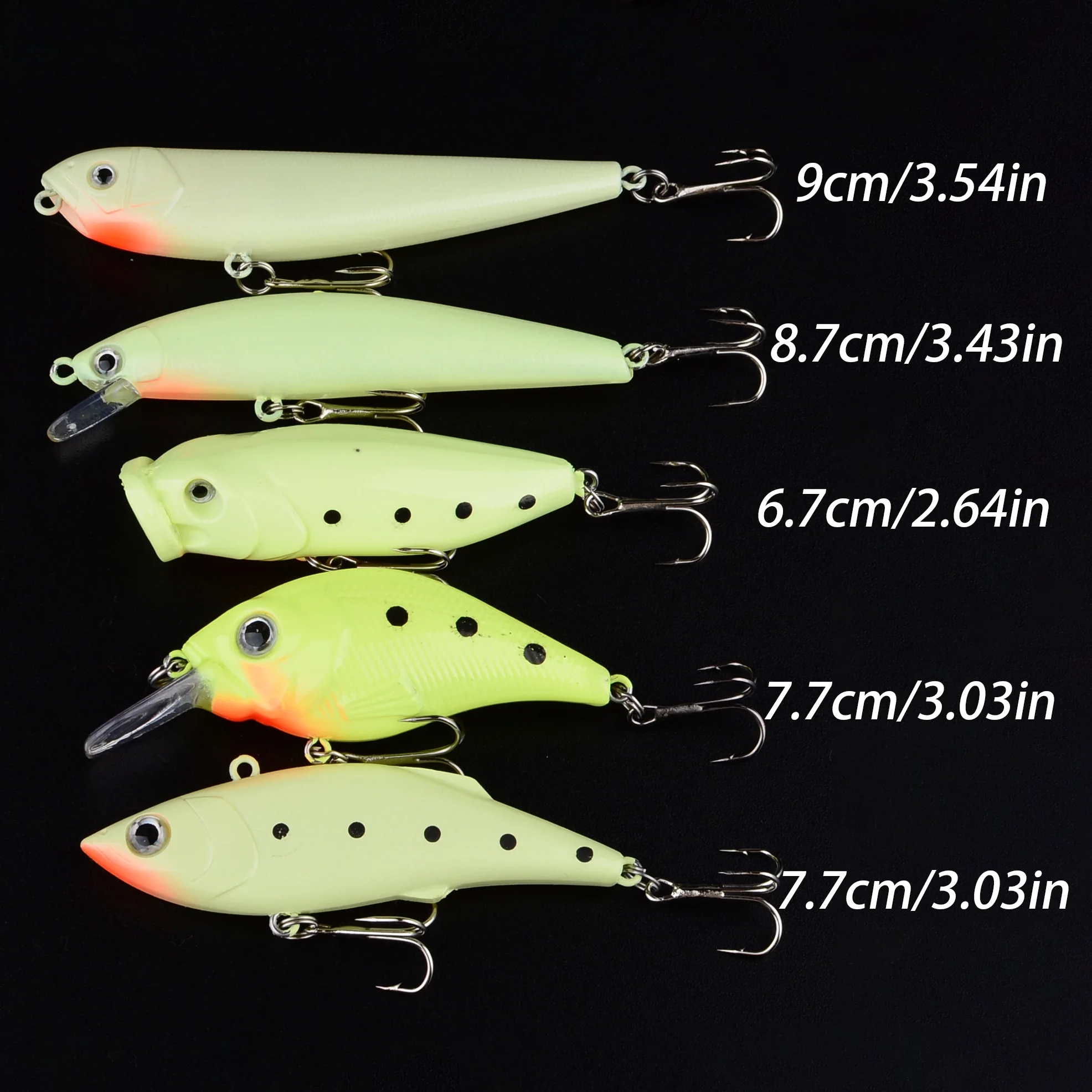 5 uds señuelo de Pesca luminoso brillo Popper Minnow Crankbait VIB lápiz Wobblers cebo Artificial duro Lucio Pesca Isca - imagen 3