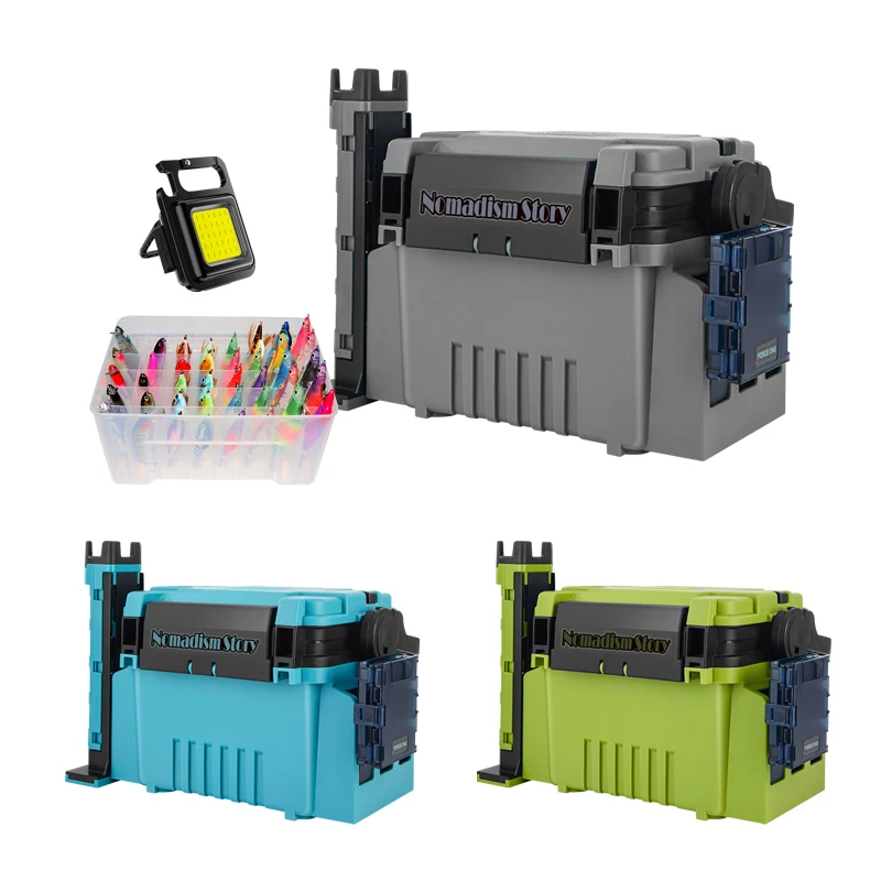 Nueva caja de pesca con luz LED, caja de herramientas de plástico, cebo duro, plantilla de calamar, cajas organizadoras, accesorios, caja de almacenamiento para aparejos, pesca en mar - imagen 3