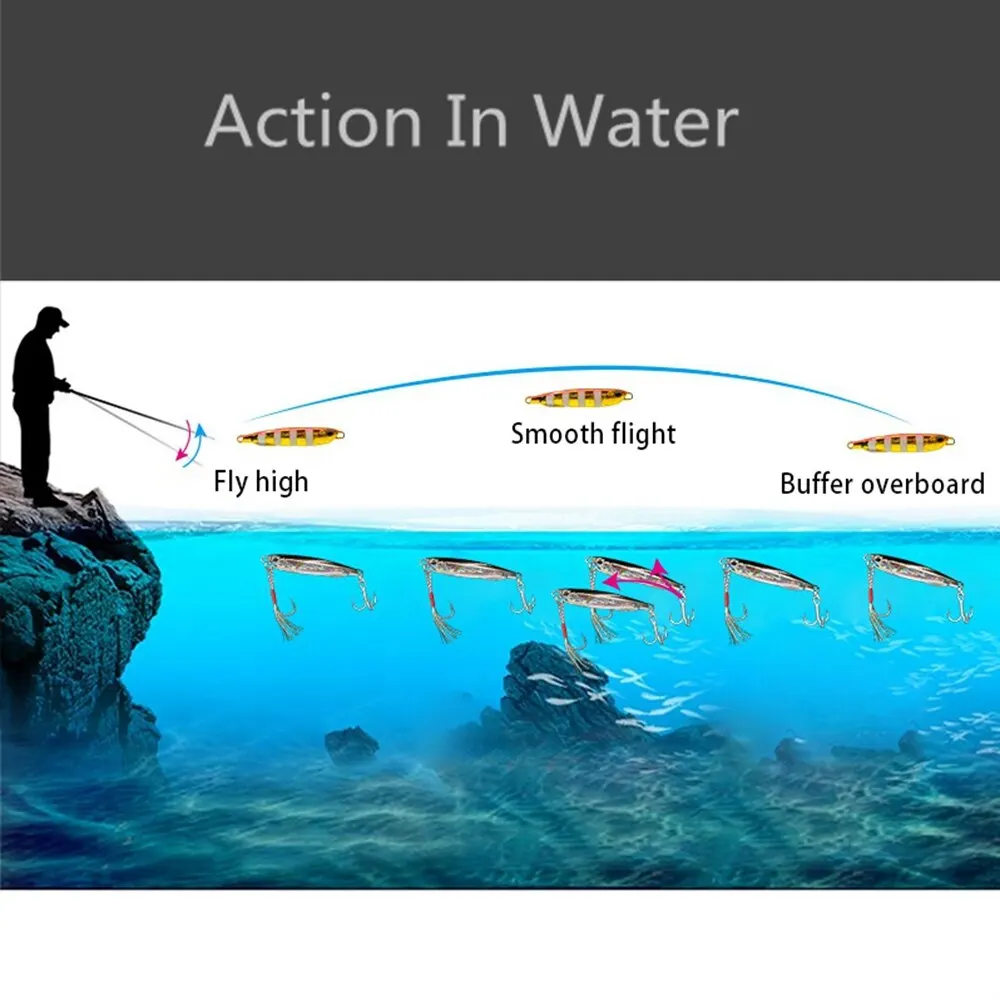 Señuelo de Pesca de Metal, anzuelo de fundición larga, cuchara Wobbler, 20g, 30g, 40g, 60g, 4 unidades por lote - imagen 5