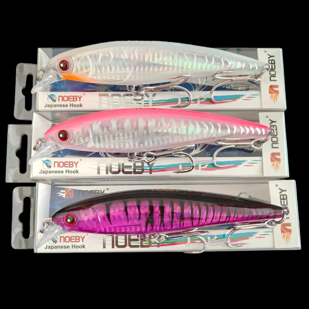 Noeby-Señuelos de pesca de pececillo, 3 uds., Wobblers artificiales duros flotantes de mar, profundidad de 0-2,5 m, aparejos de pesca Jerkbait de fundición larga - imagen 2