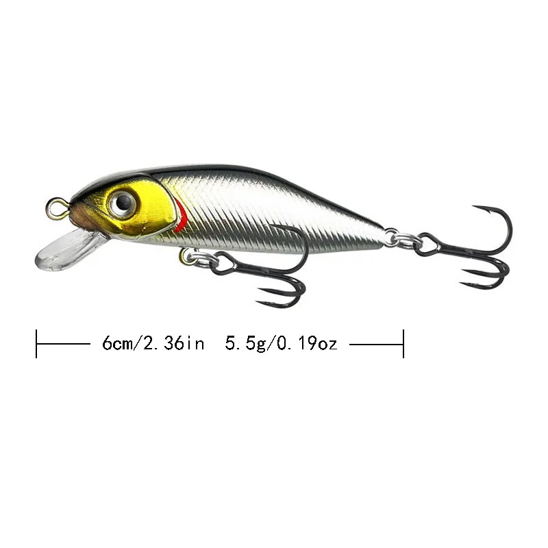 Nuevo Sistema de tungsteno de 60mm y 5,5g, Señuelos de pesca minnow con manivela wobbler, aparejos de pesca de calidad, 5 colores para elegir - imagen 3