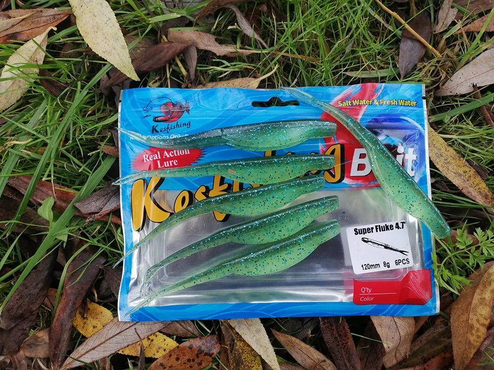 KESFISHING Super Fluke 90mm 120mm cebos blandos artificiales pesca Leurre souple Bass Pike pesca Pike Minnow cebo de silicona - imagen 4