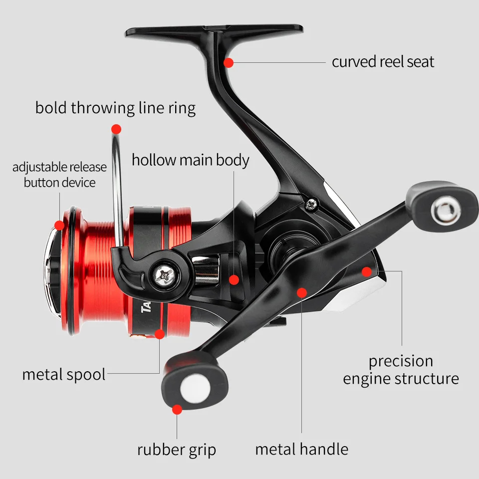 LINNHUE-carrete de pesca LR1500 2500 1000-4000, accesorio de pesca, giratorio, de Metal, de doble agarre - imagen 3