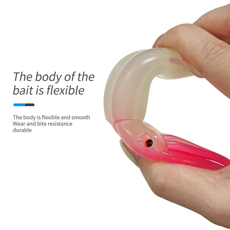 ZYZ 2 uds cebo suave de calamar luminoso 12/15cm señuelo de pesca de mar Artificial Fakebait océano barco pesca Softbait cebo de pulpo - imagen 3