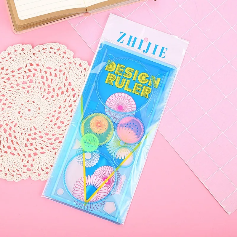 1/4 Uds regla geométrica lavable dibujo pintura gráficos plantillas juegos de plantillas de escala para manualidades infantiles, proyecto escolar Color aleatorio - imagen 3