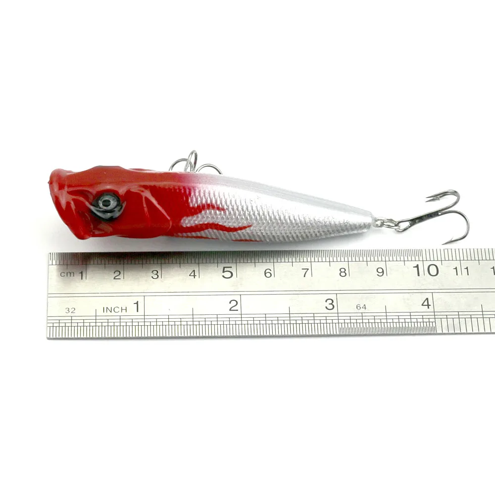 DNDYUJU 1 Uds 9cm/12g Wobblers Señuelos de Pesca Popper señuelo cebo duro Crankbait aparejos de pesca de plástico Artificial con 6 #   Ganchos - imagen 3
