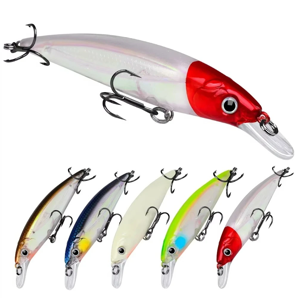1 Uds cebo Minnow 7g 14g 40g cebos falsos biónicos luminosos cebo duro de plástico cebo de pesca señuelo de agua flotante de tiro largo Swimbait - imagen 2
