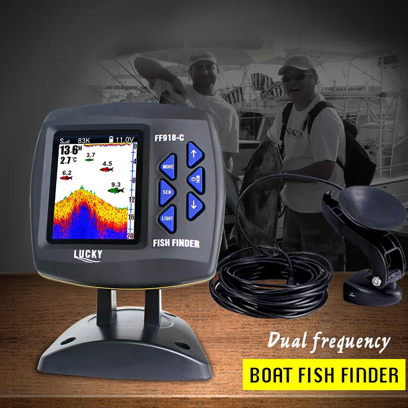 LUCKY FF918-C100DS-buscador de peces Echo de doble frecuencia, buscador de peces con detección por cable, cámara de pesca subacuática, Monitor LCD, 328 pies/100m - imagen 5