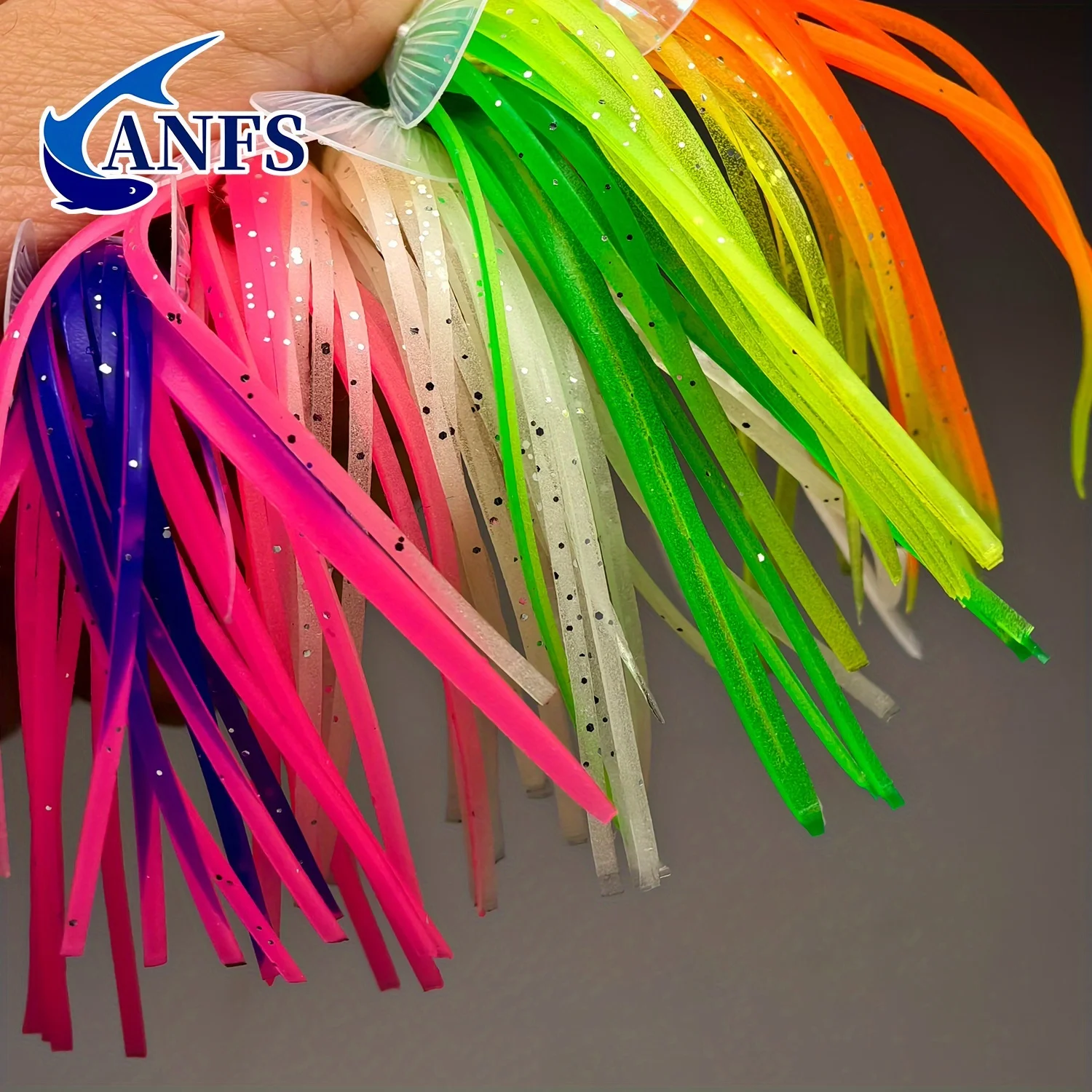 ANFS10pcs Señuelos de pesca con falda de calamar que brillan en la oscuridad, faldas de pulpo de goma suave, cebo de arrastre, perfecto para pesca nocturna - imagen 5