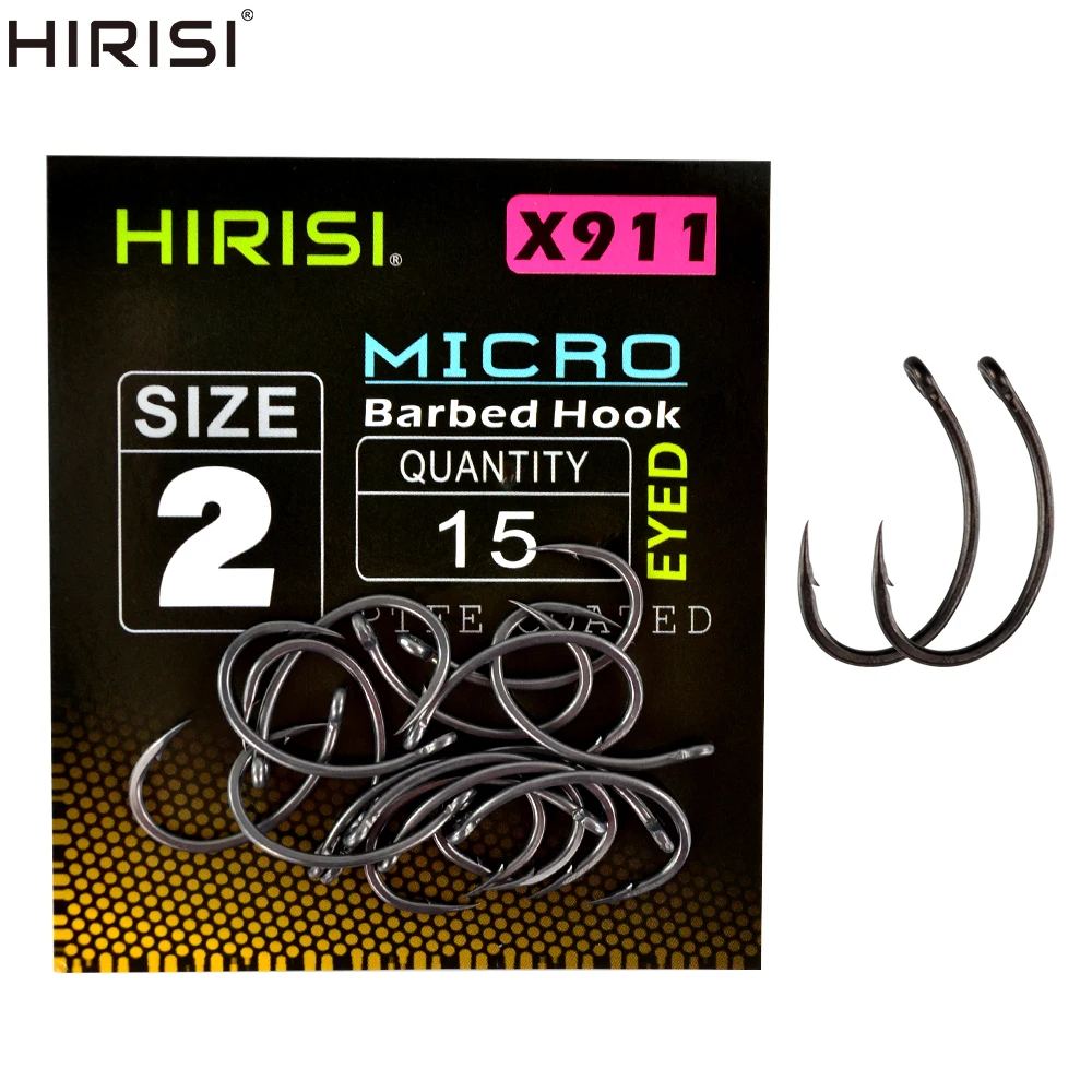 Anzuelos micro púas PTFE Hirisi X911 – Acero carbono para carpa