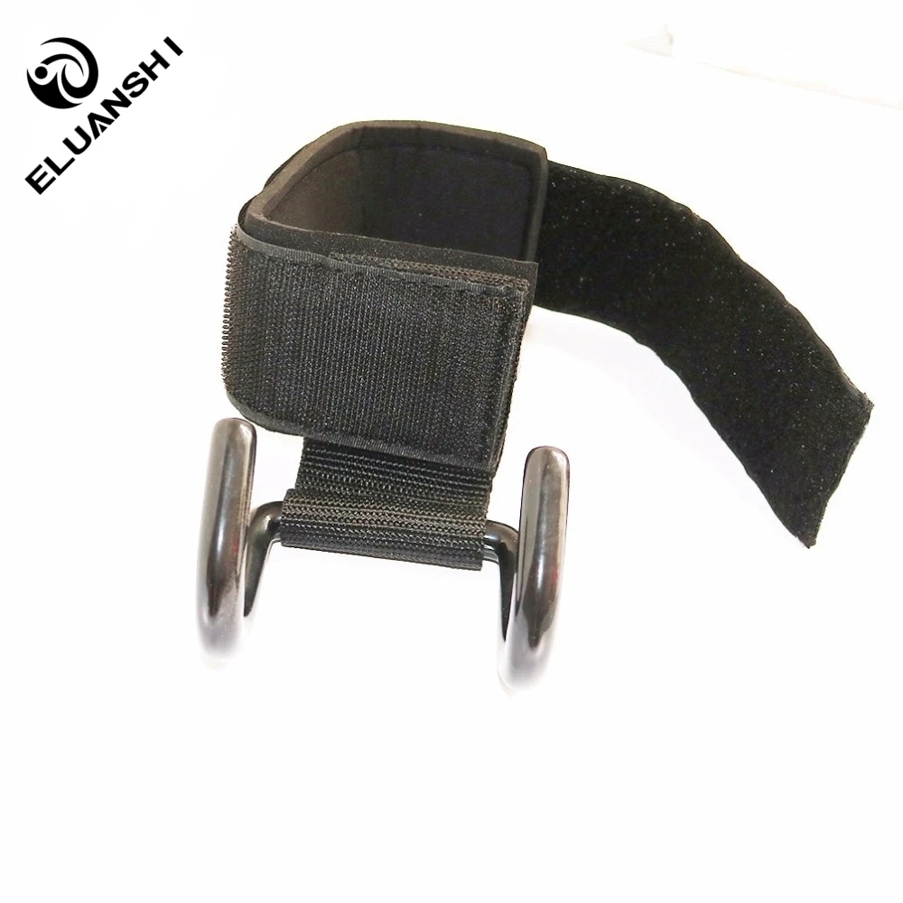 ELUANSHI-empuñaduras de gancho de acero fuertes ajustables, correas de levantamiento de pesas, entrenamiento de fuerza, gimnasio, Fitness, soporte de muñeca negro, correas de elevación - imagen 3