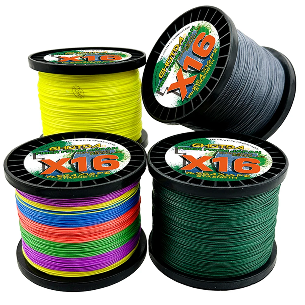 Sedal de pesca trenzado X16 X12, 1000M, 16 hebras, resistente al desgaste, 11,3-91kg, multifilamento Multicolor, PE, alambre para pesca de carpa - imagen 5