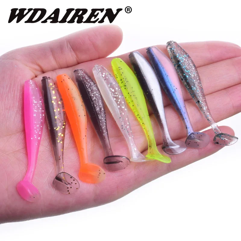 10 unids/bolsa Easy Shiner señuelos blandos 50mm 75mm cebos señuelo de pesca Shad doble Color cebo de silicona Artificial T cola Wobblers - imagen 2