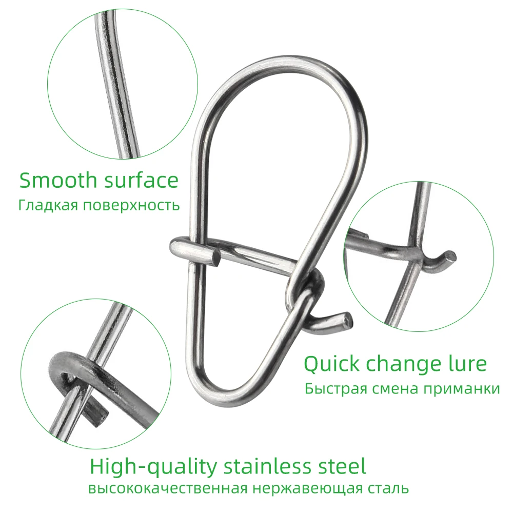 100 Uds. Bonito Pin de pesca con gancho, conector de señuelo giratorio de acero inoxidable 304, accesorios para aparejos de pesca, herramienta para peces - imagen 5