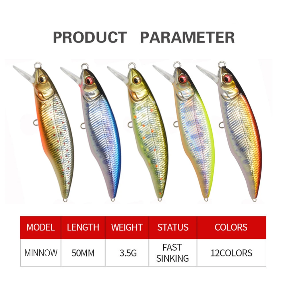 Señuelo de pesca de 5cm y 3,5g, cebo duro Artificial de hundimiento rápido, Micro Minnow, Wobbler, Jerkbait, cebo de flujo de tamaño pequeño para trucha y lubina - imagen 4