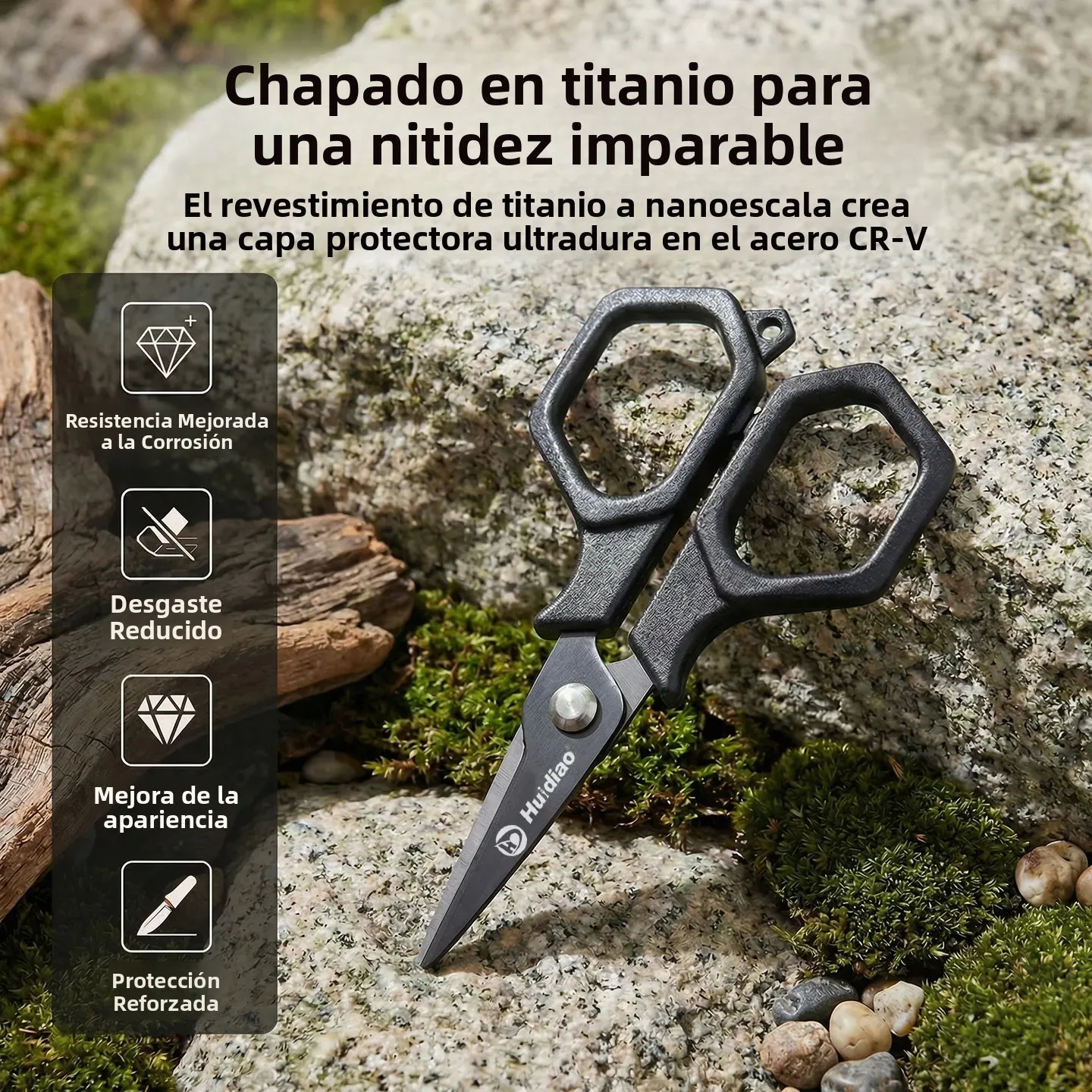 Tijeras de pesca Huidiao – Inox con titanio, cortador PE y pinza - imagen 5