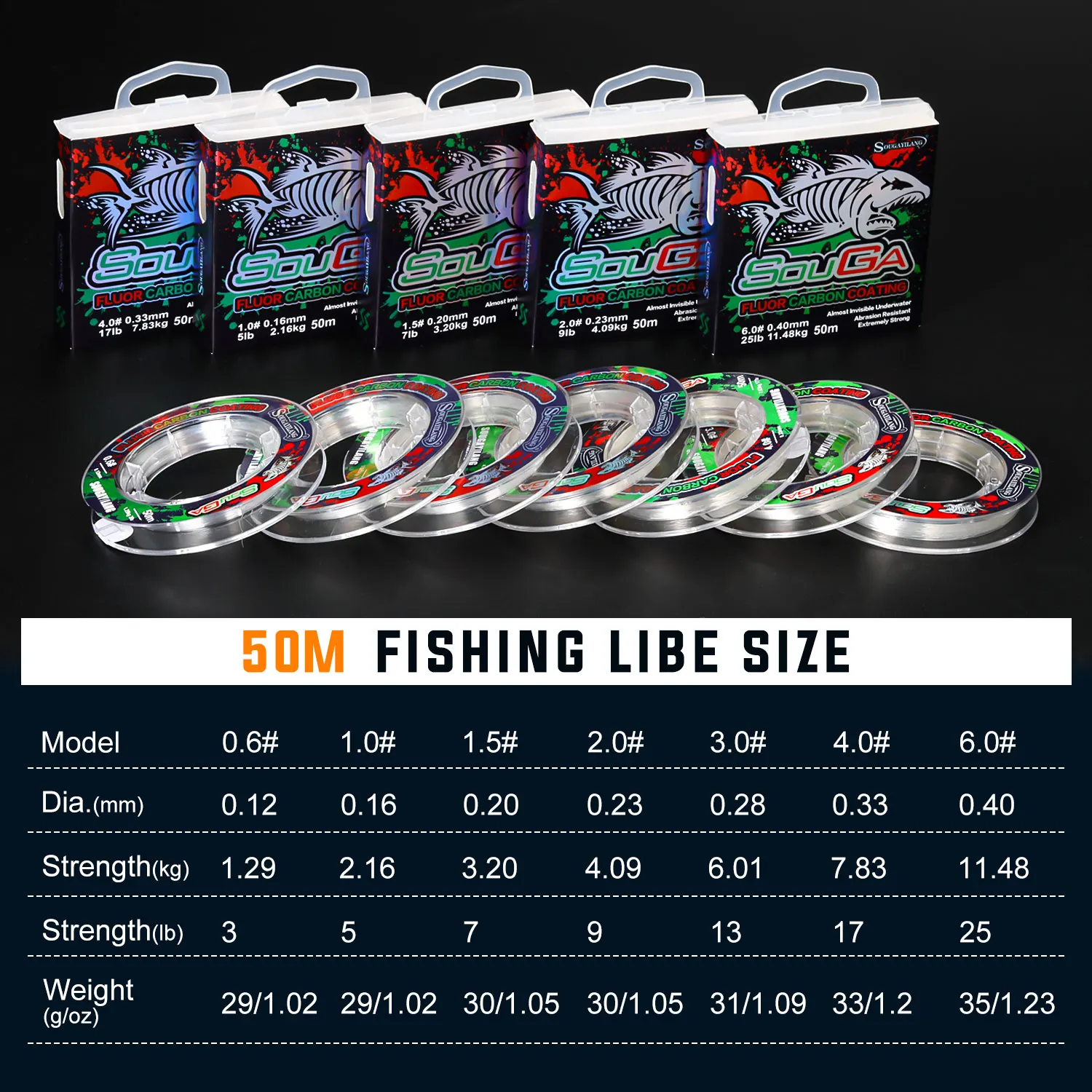 Sougayilang Línea de fluorocarbono baja ductilidad para señuelos - imagen 3