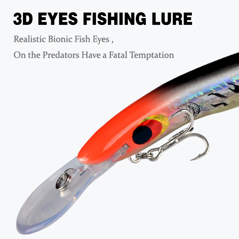 Señuelos de pesca flotantes de pececillo, 160mm, 26g, Wobblers de fundición larga para lubina de agua dulce, Swimbait, cebo duro Artificial, aparejos Jerkbait - imagen 4