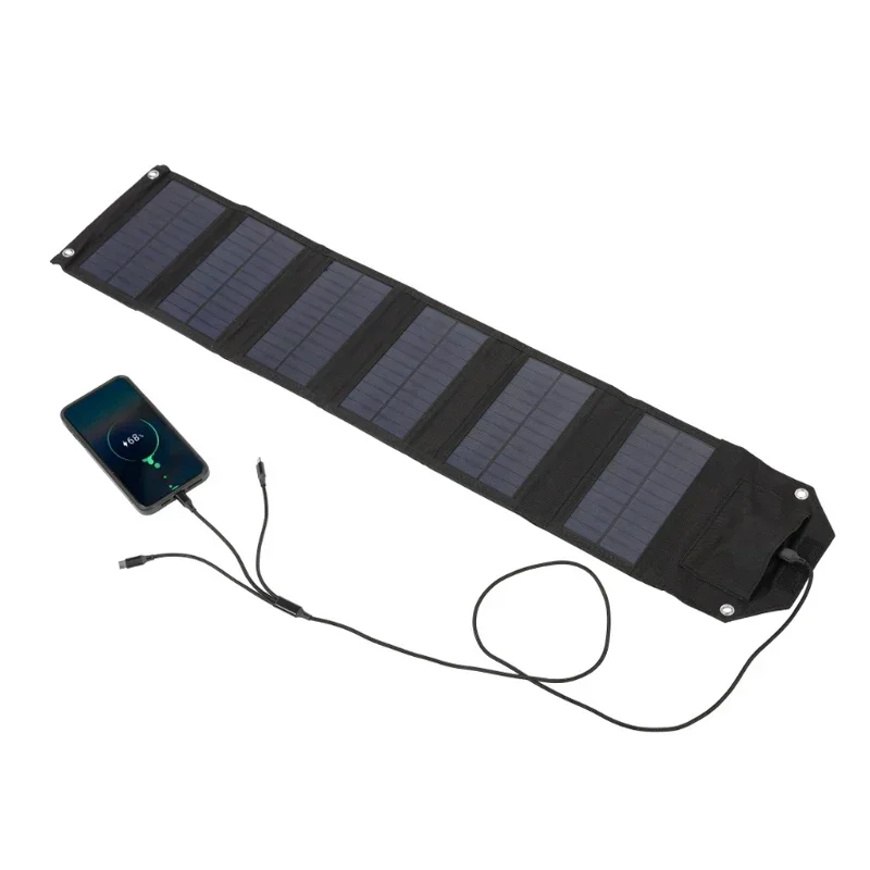 Cargador Solar Plegable Alta Potencia USB para Acampar y Senderismo