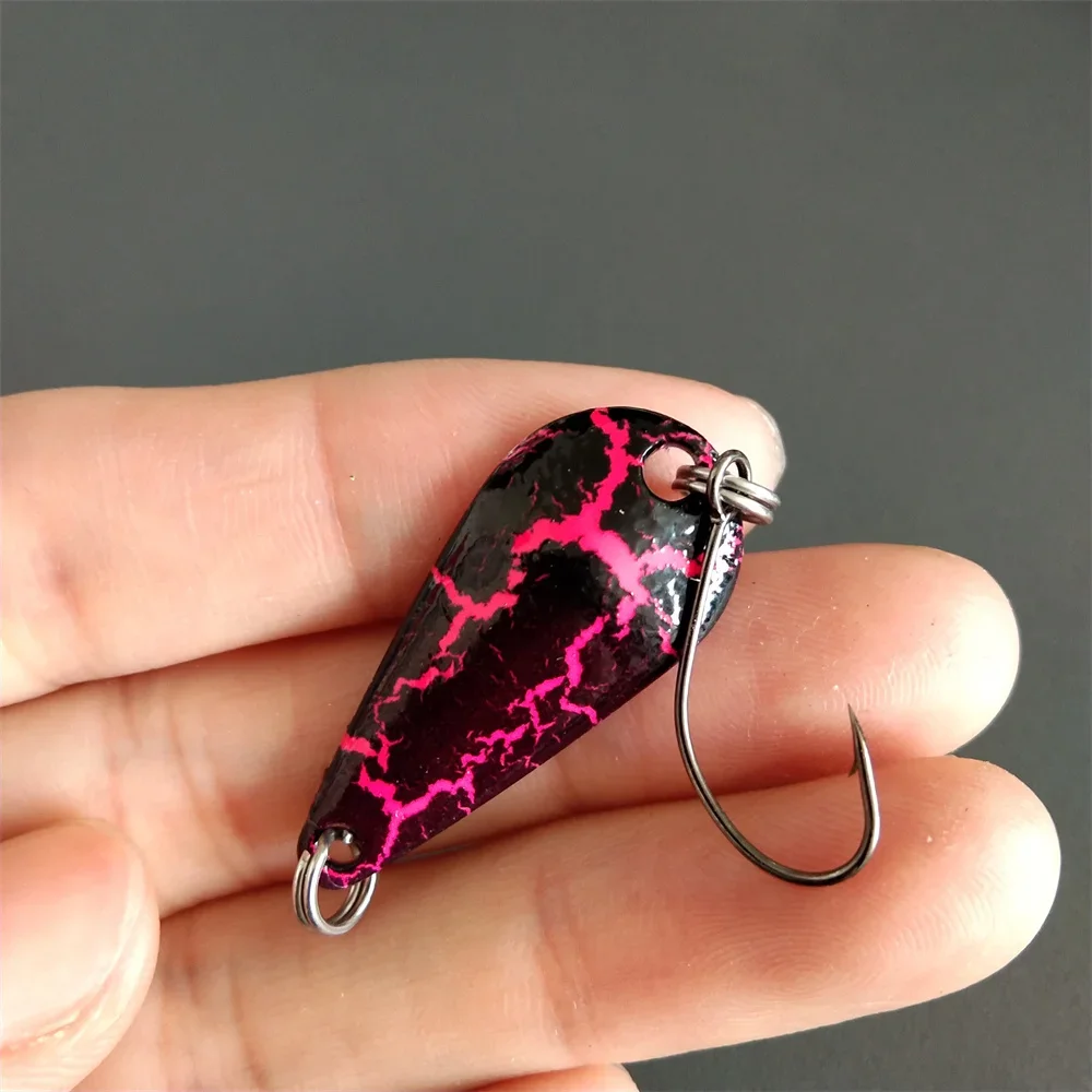 5 uds 3cm 2,9g señuelo para trucha Metal latón cobre colorido pesca Mini cuchara cebo señuelo de pesca de Metal para trucha Chub perca salmón - imagen 2