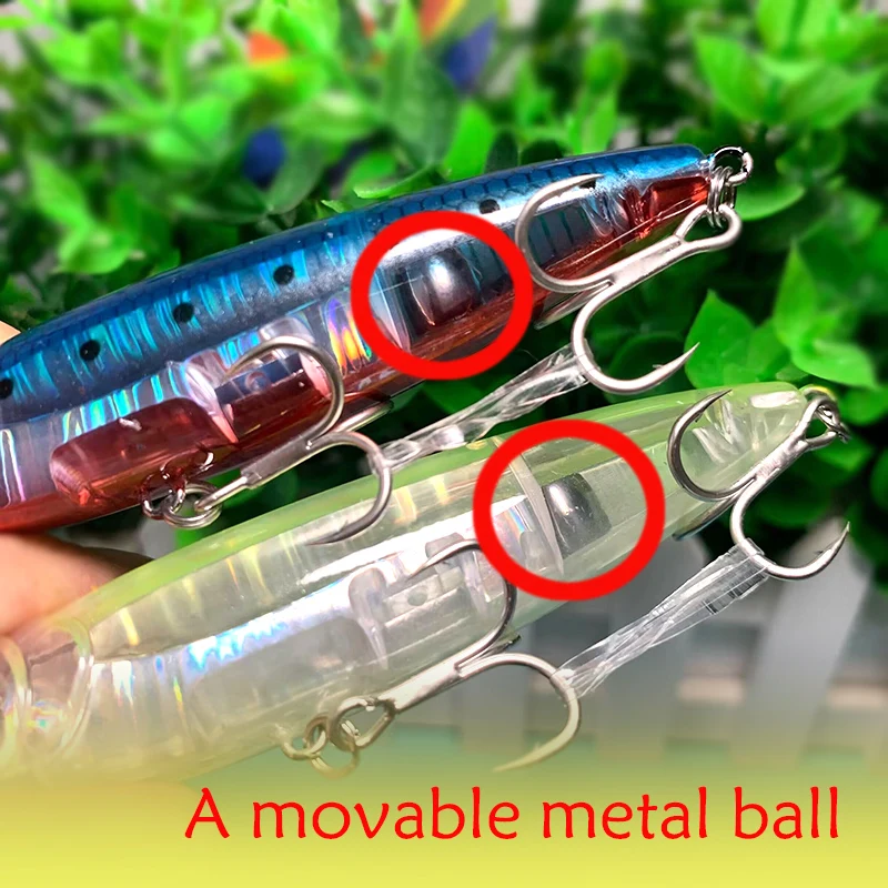 Señuelo de Pesca Testar, 100mm, 17g, cebo tipo lápiz flotante Topwater de fundición larga, Wobblers artificiales, cebo adhesivo láser para Lucio, Pesca - imagen 5