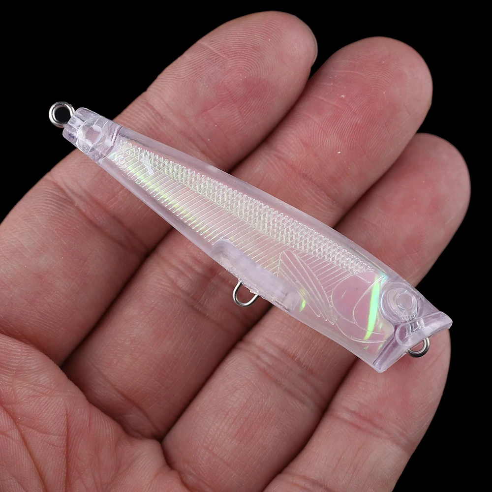 Chan'sHuang-señuelo de pesca Artificial, cebo en blanco sin pintar, 7cm, 5,8g, lámina holográfica, sonajero, Popper, hecho a mano - imagen 4