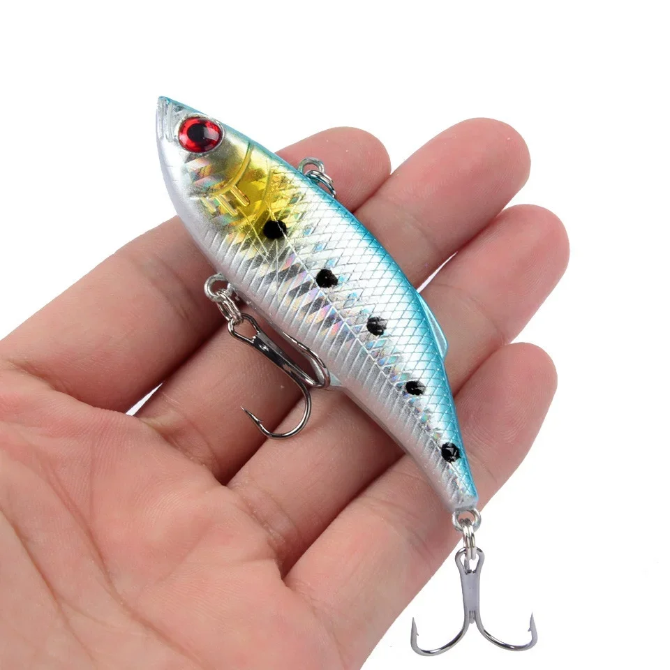1 Uds VIB señuelo de pesca duro 7cm 10g hundimiento vibración sonajero Crankabit Wobblers cebo Artificial lubina carpa aparejos ojos 3D - imagen 5