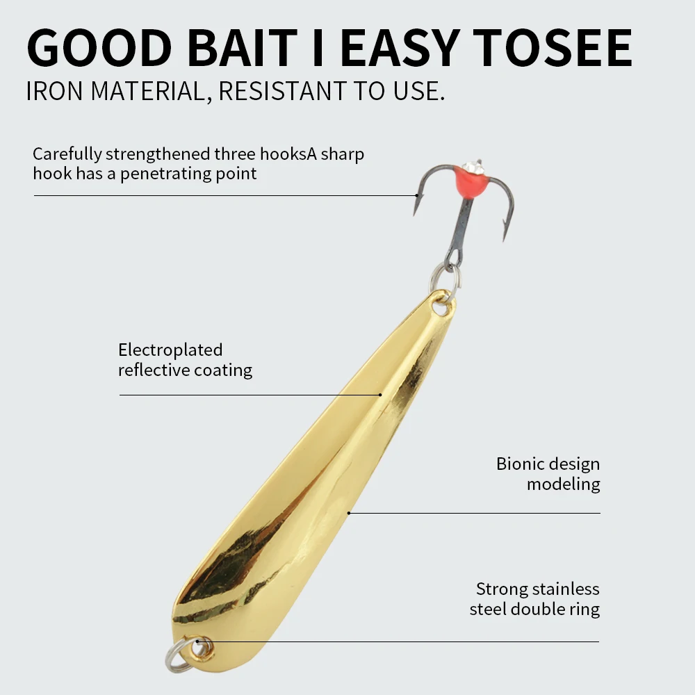 FTK-señuelo de pesca en hielo con cuchara, 5g/7g/11g, 43mm/53mm/63mm, 1 Uds., cebo de pesca de aluminio metálico, Spinner, anzuelo triple, señuelos duros - imagen 3