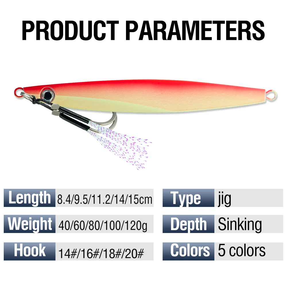 Slow Jig luminiscente metálico – Señuelo para lubina en barco costero - imagen 3