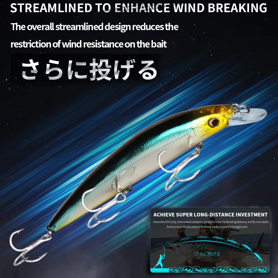 BEARKING 128mm 15g modelo caliente Señuelos de Pesca cebo duro 6 colores para elegir Minnow calidad profesional Minnow Profundidad 0,5 - 1m - imagen 5