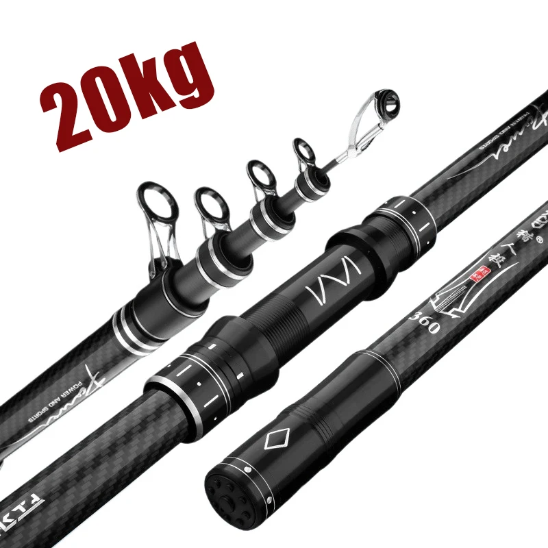Caña telescópica de carbono – Surfcasting, baitcasting, mar y río - imagen 3